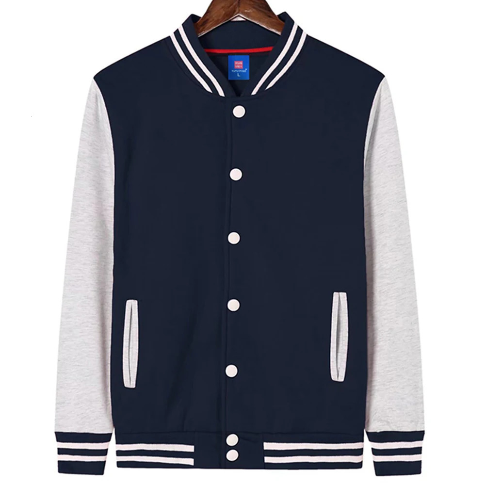 Blank Fleece Casual College Baseball Jacket Men Fashion Coats Autumn Warm Stylish Varsity Jacket For Man Chamarras Para Hombre 250103