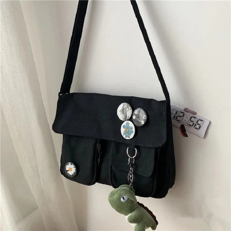 Xierya Women Canvas Messenger Bag Youth Ladies Fashion Shoulder Student Large Capacity Female Crossbody Bags Woman Packet 241226