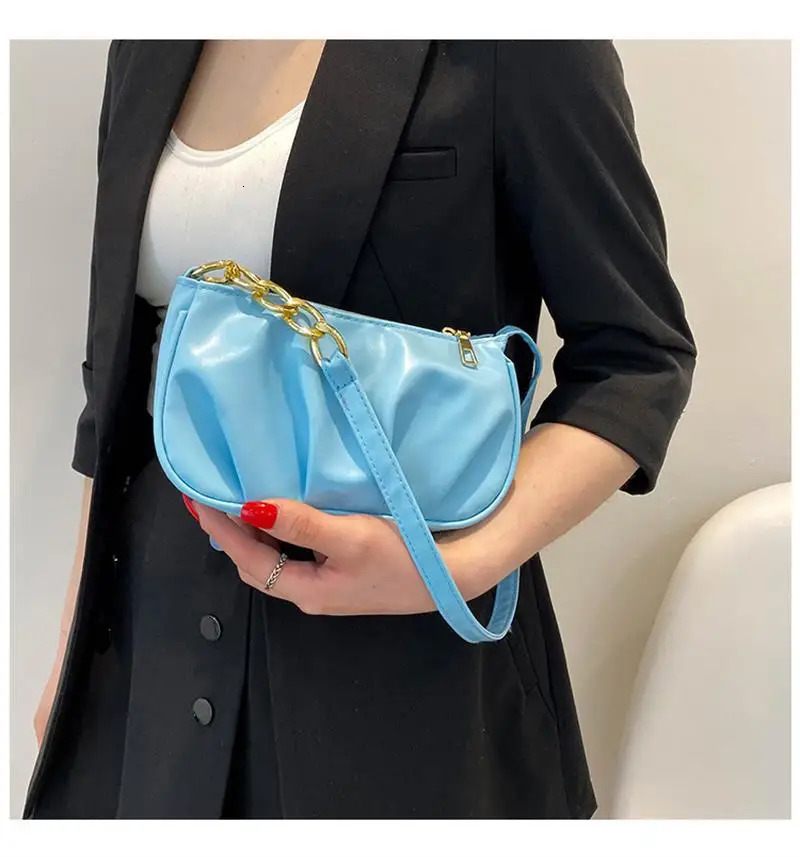 Classic n Underarm Bag Shoulder Solid Color Handbag Leisure Ladies Crescent Retro Dumpling Bags 241226Z