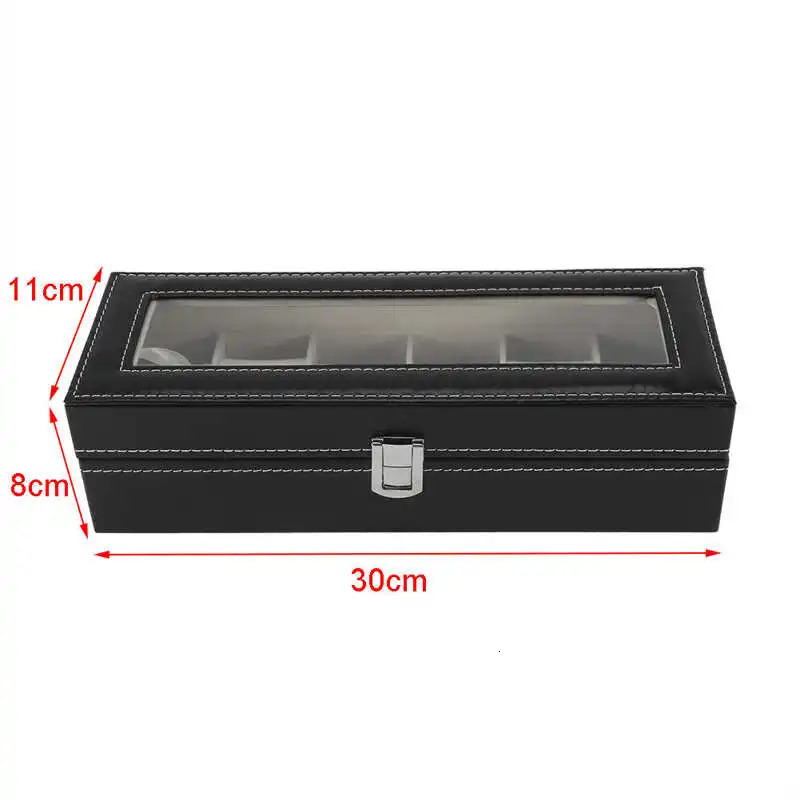 1Pc premium 6-slot PU leather box used for watch and jewelry display storage organization and watch storage box 250102