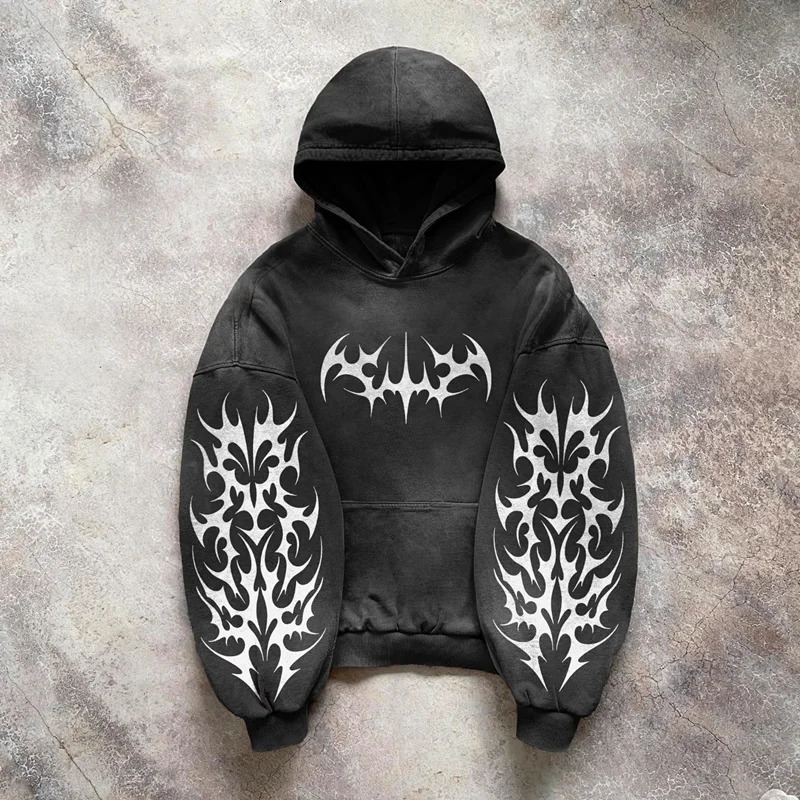 American Fashion Trend Joker Fleece Padded Zipper Hoodie Men Street Y2K Hip Hop Retro Sweatshirt Unisex Casual Loose Punk Hoodie 250102