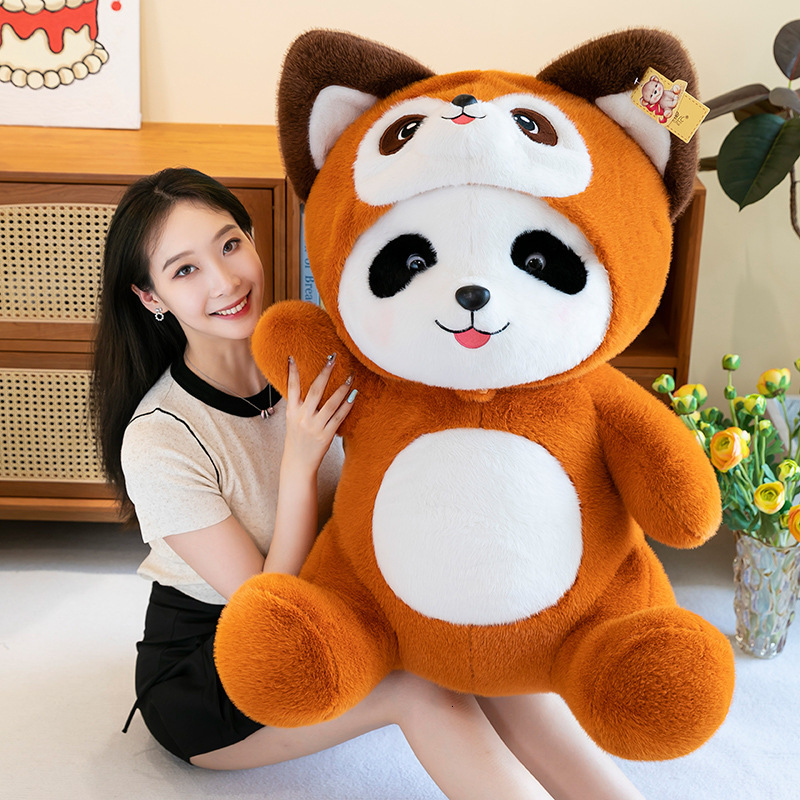 Transformable Panda to Raccoon Plush Doll - Removable Hat Design
