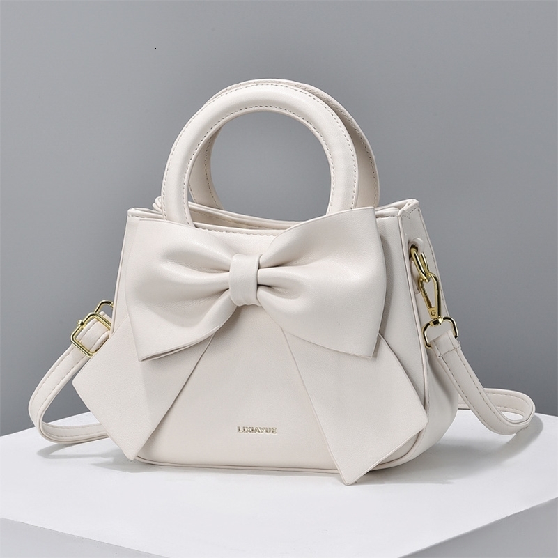 Fashion Casual Handbags For Women Cute Bow Black White Blue Kahki PU Handbags Trendy Daily Shoulder Underarm Bags bolsa feminina 250103