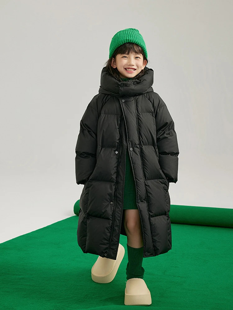 2024 Girls Down Coat Long Childrens Cotton Coat Thick Hooded Winter Boys Kids Outerwear CH411 241226