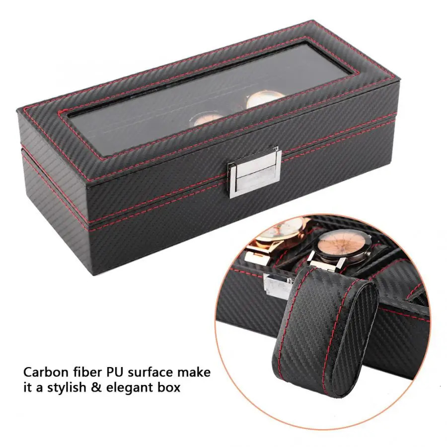 Watch stand 5Slot watch box travel carbon fiber case jewelry display storage collector for watch storage organizer of watch case 250102