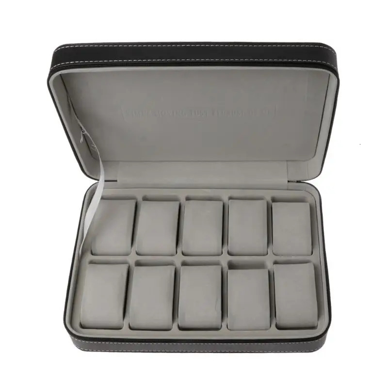 Portable watch box organizer PU leather box with zipper classic style 10 mesh multifunctional bracelet display box 250102