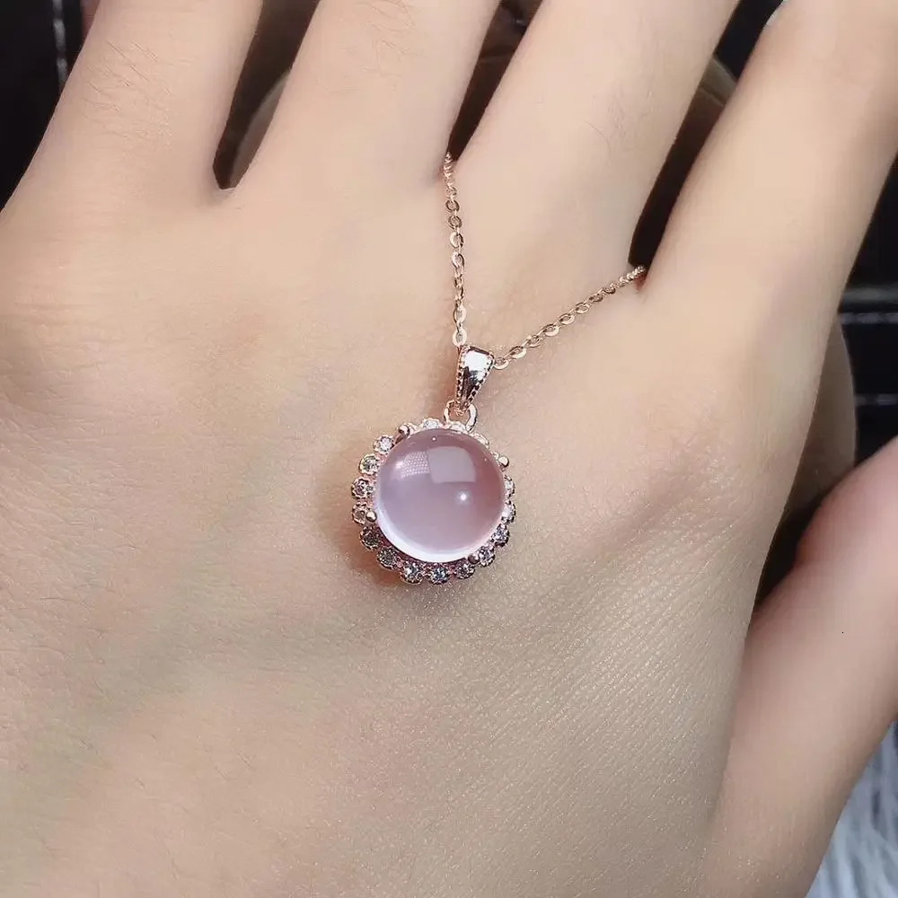 Fine Jewelry 925 Sterling Silver Inlaid Natural Rose Quartz Ring Pendant Earring Bracelet Set Supports Test 250102