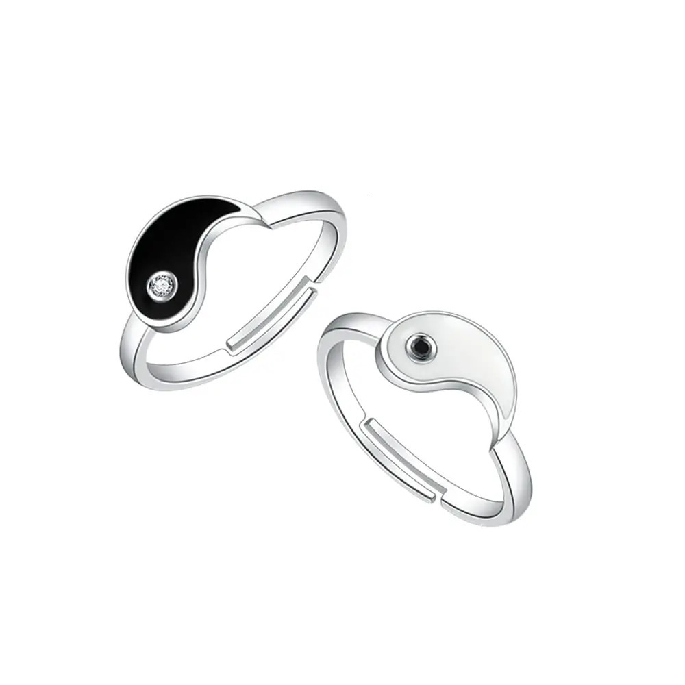 Creative Tai Chi Diagram of Yin Yang Open Rings for Couples Gift Pair Rings 250103