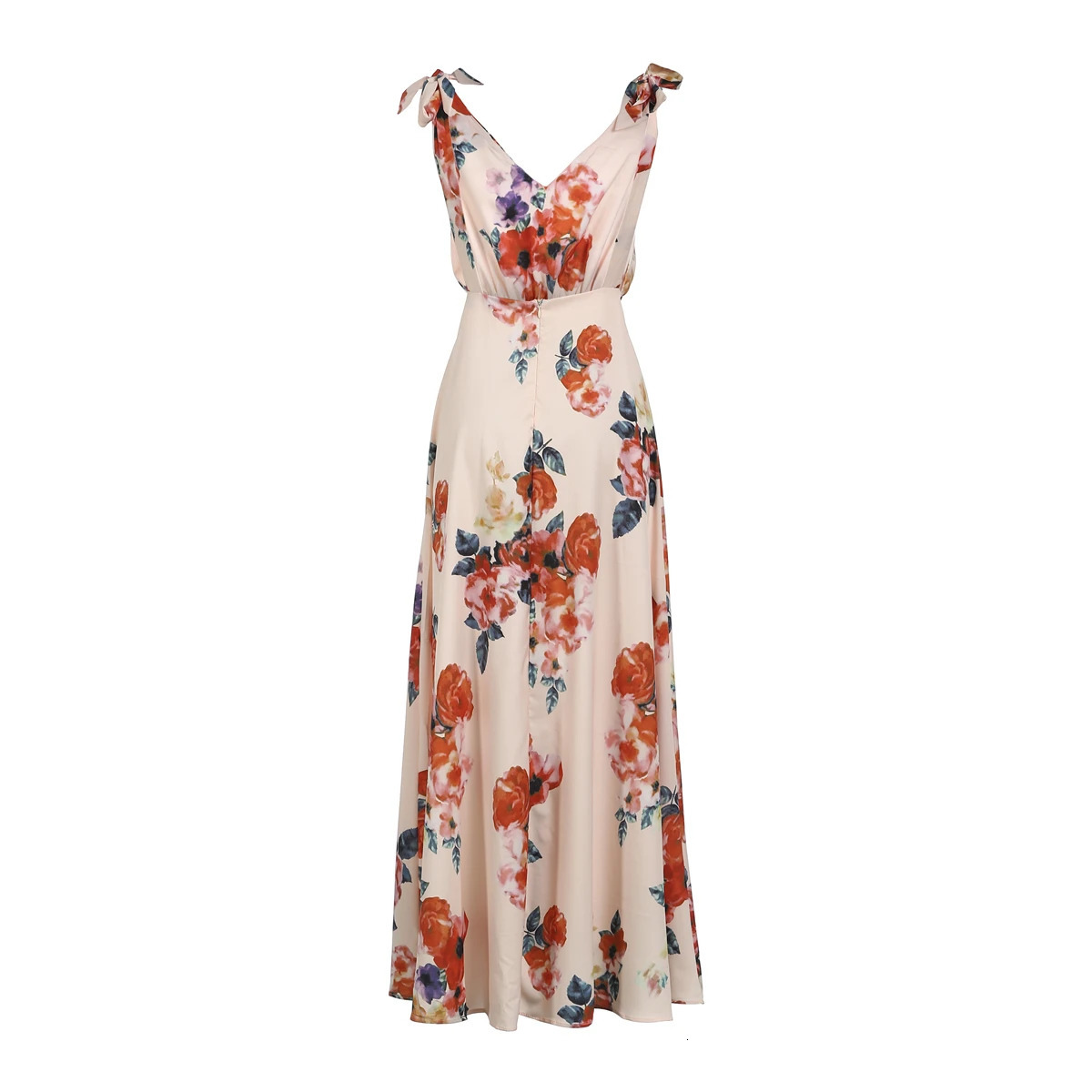 Summer ly Ladies V Neck Sundress Sexy Long Dress Backless Evening Party Printed Travel Beach Dresses 250103