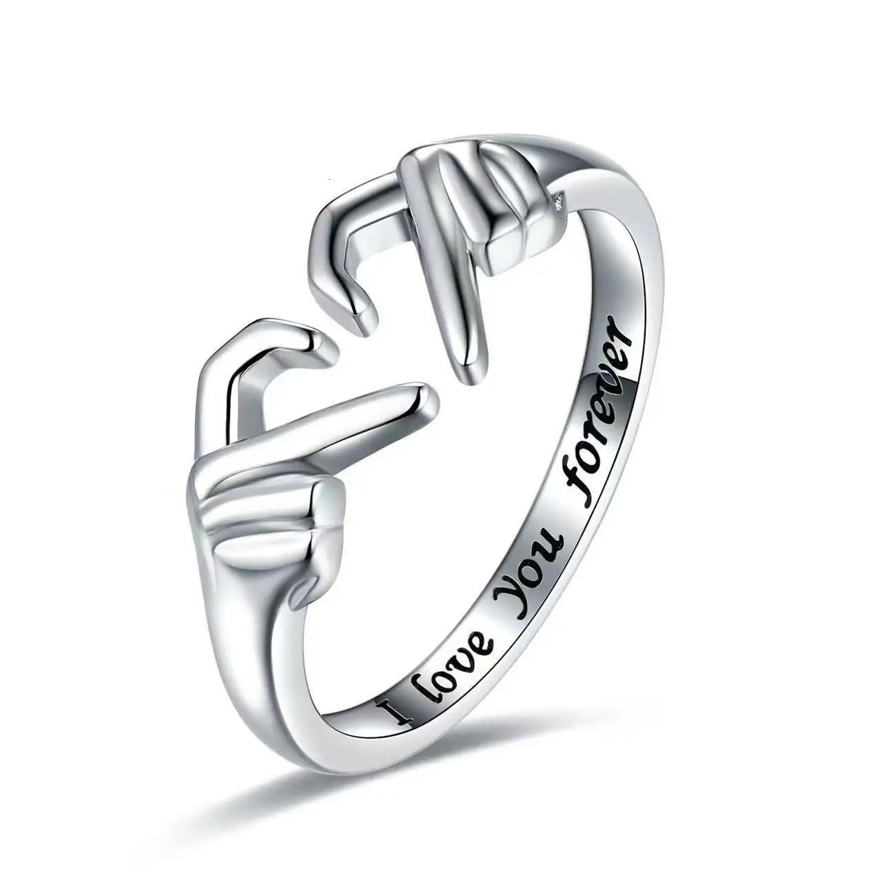 Simple Fashion Love Gesture Gold Silver Ring Men Women Heart Shaped Opening Adjustable Ring Couple Gift 250103