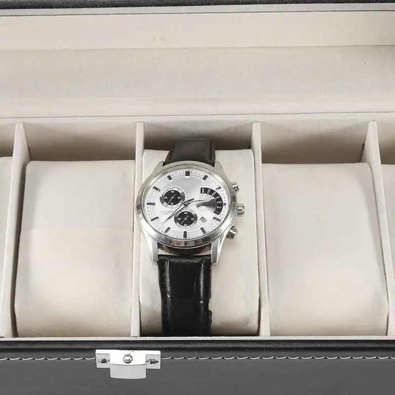 1Pc premium 6-slot PU leather box used for watch and jewelry display storage organization and watch storage box 250102