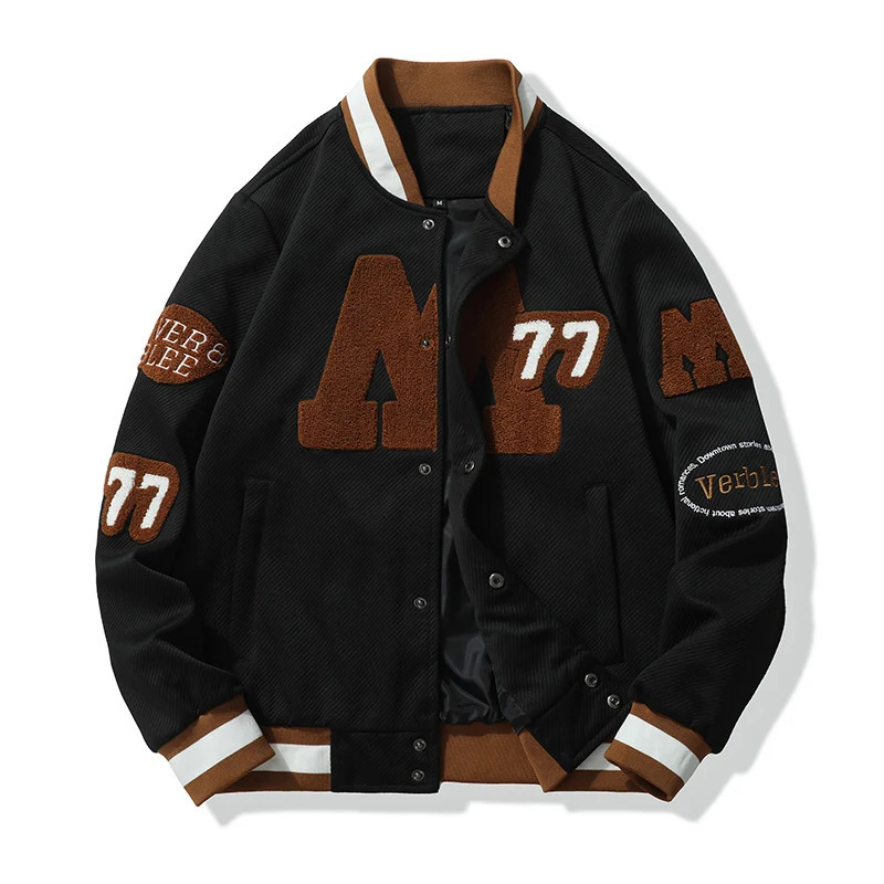 RH7730 Autumnwinter color matching jacket Mens baseball suit Hipster Hong Kong-style American teen jacket Plankton hand 250103