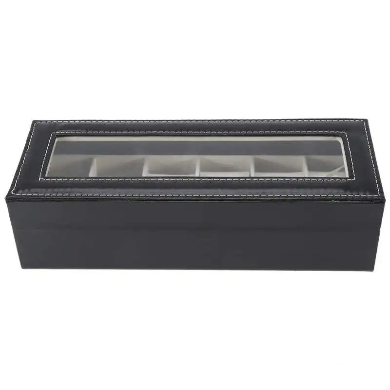 1Pc premium 6-slot PU leather box used for watch and jewelry display storage organization and watch storage box 250102