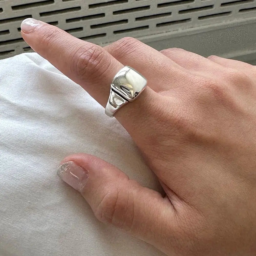 Stainless Steel Square Rings for Women Man Couple Ring Metal Smooth Surface Block Jewelry Punk Party Gift Simple n 250103