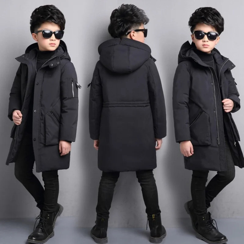 -30 degree children clothing boy clothes warm winter down cotton jacket Hooded coat Teen thicken outerwear kids parka 241226