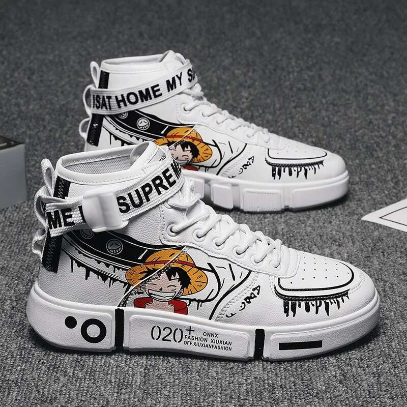 New animation One Piece Luffy autumn and winter high top students leisure sports breath able non-slip shoes gift