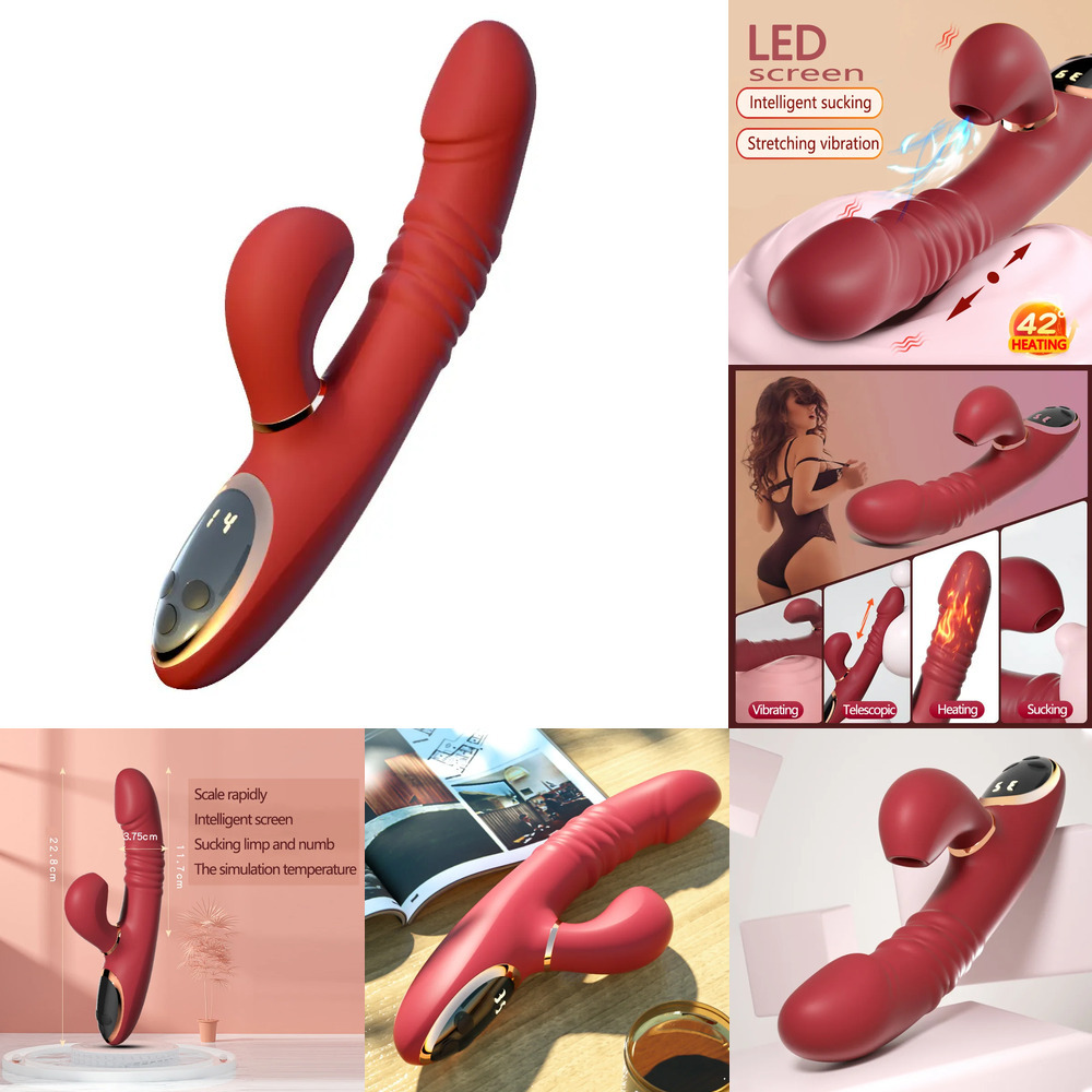 Massage Thrusting Telescc Rotation Sex Toys LED Screen Sucking Vibrators Heating Realistic Dildo Vibrator For Women