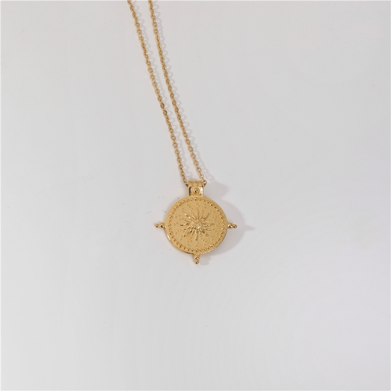 Waterproof Tarnish Free 18K Gold Plated Star Sun Pendant Stainless Steel Necklace Fashion Jewelry