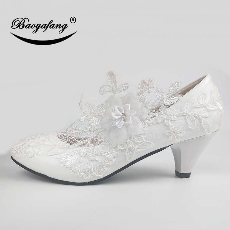 Baoyafang White Wer Pumps New Arrival Womens Wedding Bride High Heels Platform For Woman Ladies Party Dress Shoes