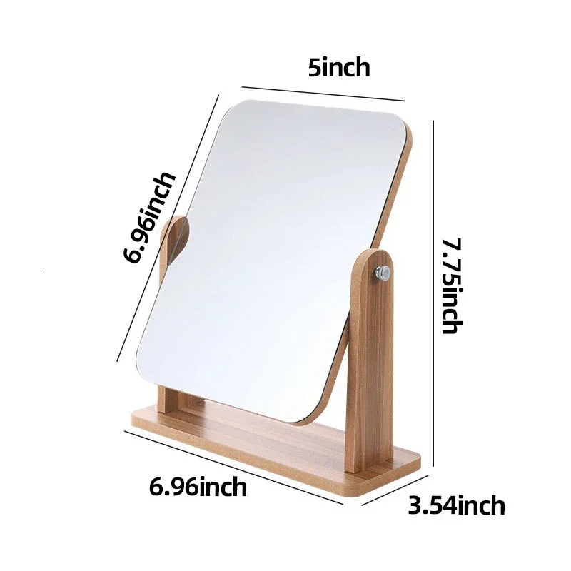 Dresser Vanity Mirror with Natural Wood Stand 1x 360 Degree Rotating Magnifying Mirror Portable Table Countertop Mirror Bathr 250103