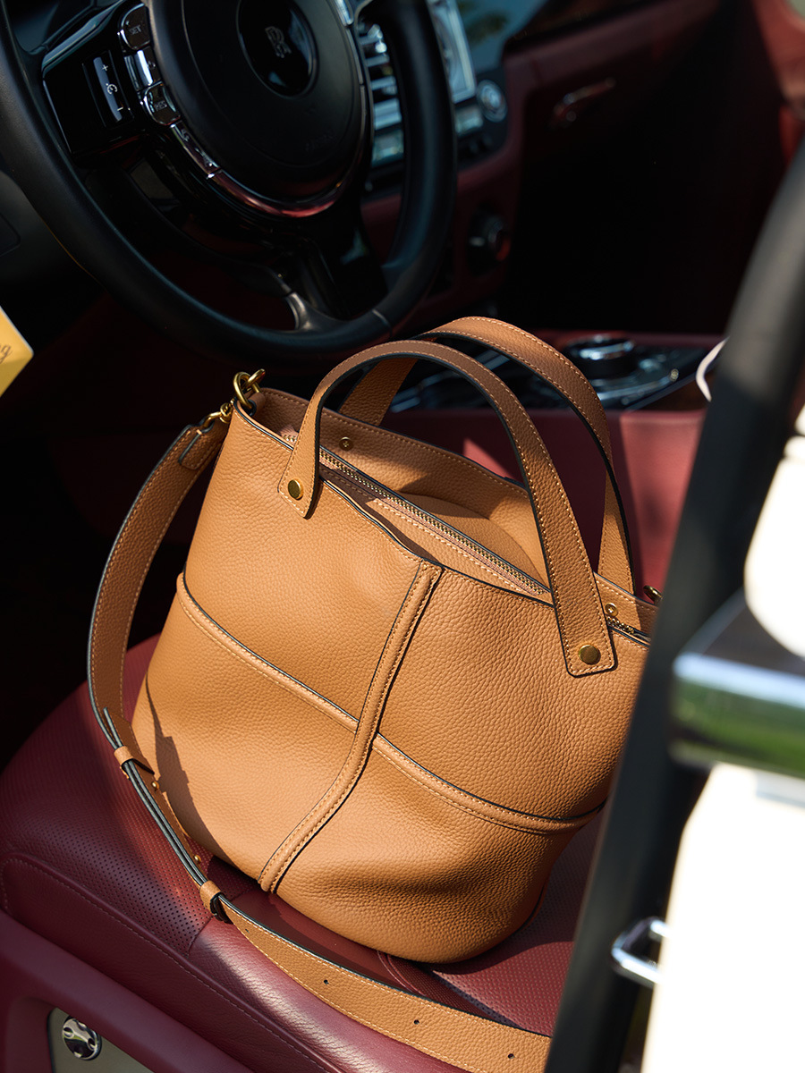 Fashion Genuine Leather Tote Handbags For Women Trendy Brown Commuter Small Hand Bag Female Shoulder Crossbody Buket Purse
