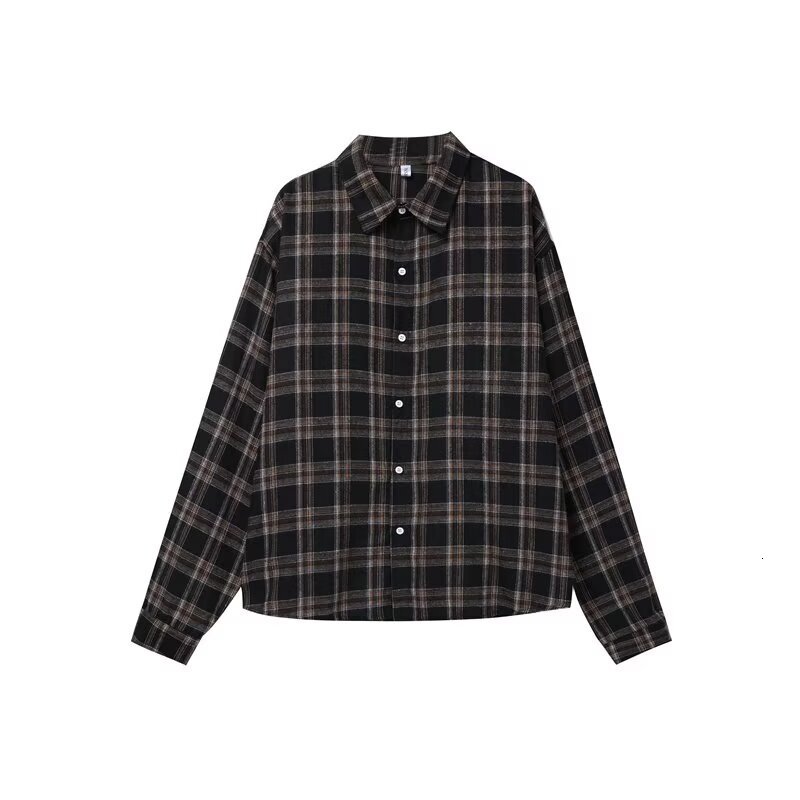 Mens checkered shirt for spring and autumn casual and versatile long sleeved for teenagers loose and trendy business shirt for men
