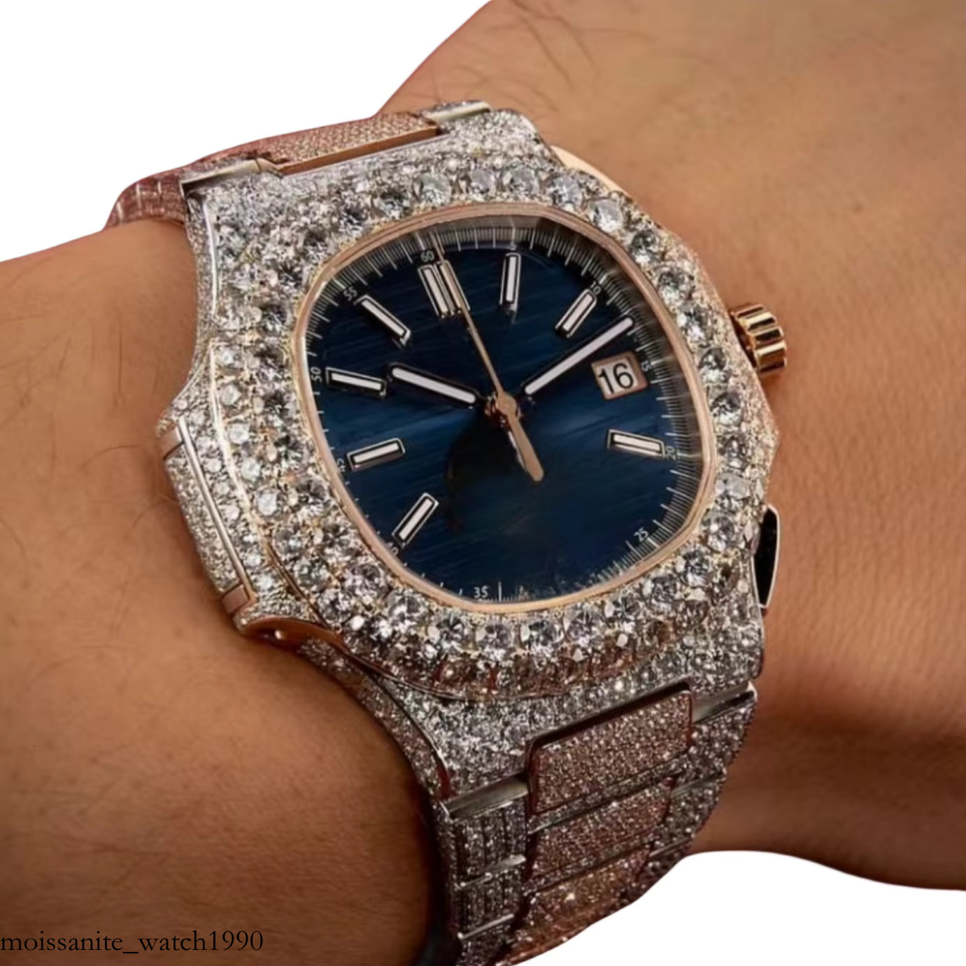 High-precision tactical mechanical watch New Hip Hop Iced Out VVS Moissanite Watch Men Buss Down nical Watches