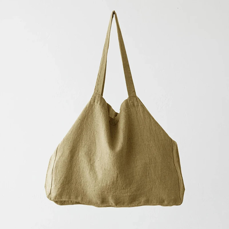 Casual Large Size Cotton Linen Bag Tote Handbags Shoulder Packing Bags For Women Simple Large Capacity Female Shopper Bag 250102