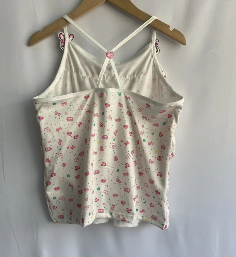 Y2k Fashion Summer Embroidered Tank Top with Japanese Cartoon Print Sweet Kawai Cute Tank Harajuku Womens Backless Ruffle Edge Tank Top 250103
