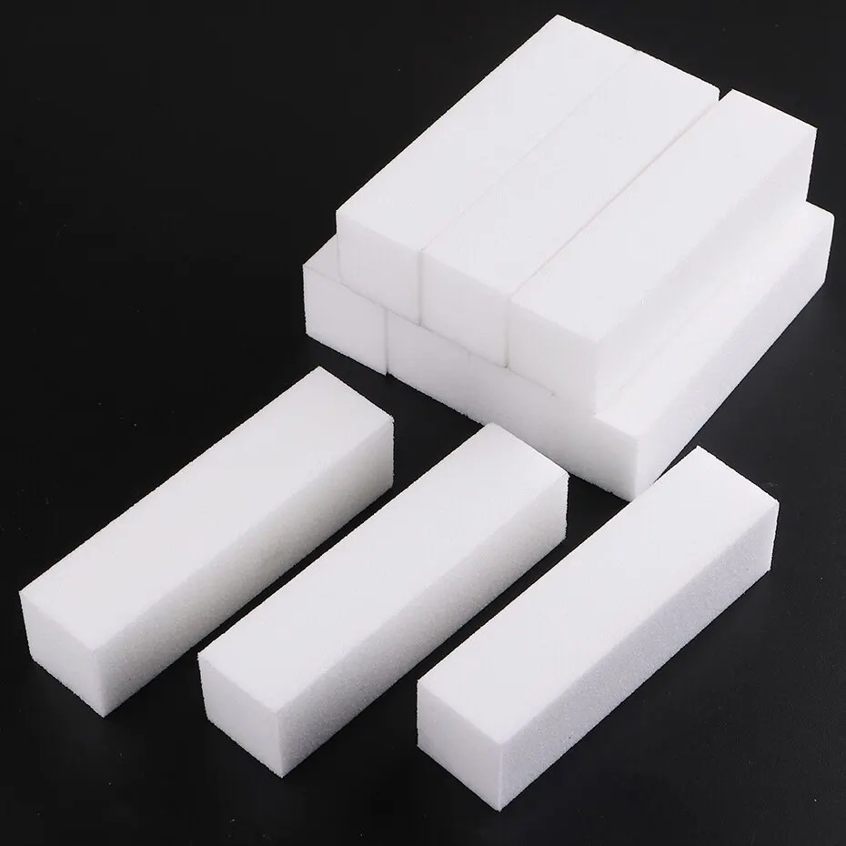 10pcs Nail Files Buffer Block Set Manicure Pedicure Care Art Buffing Sanding Polishing White Sponge Buffers File Tools 241230