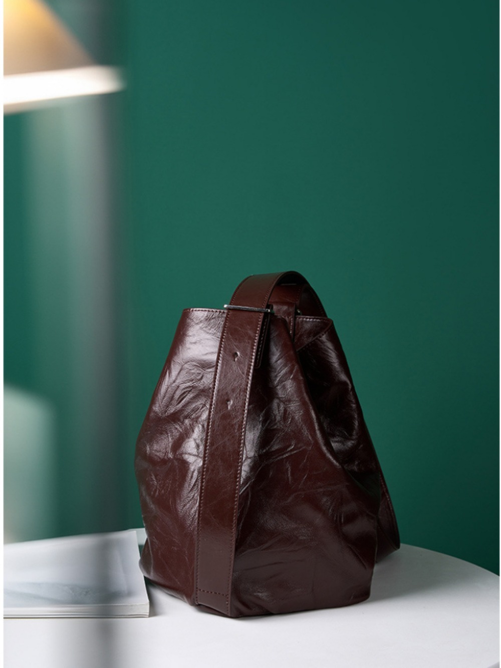 New Vintage Advanced Large Capacity Elegant Messenger Ruched Drawstring Barrel-Shaped Shoulder Moda Lazy Solid Crossbody Bag