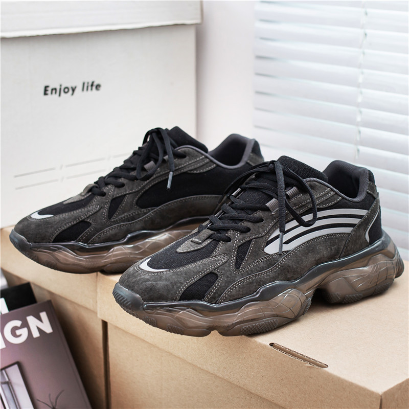 Men Sports Shoes Thick Sole Chunky Shoes Anti-slip Casual Versatile Designer Shoes Outdoor Running Training Triple Black Beige Grey Free shipping