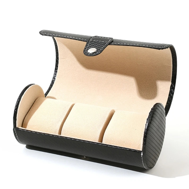 Lightweight carbon fiber watch storage box portable rolling travel watch box holder 250102