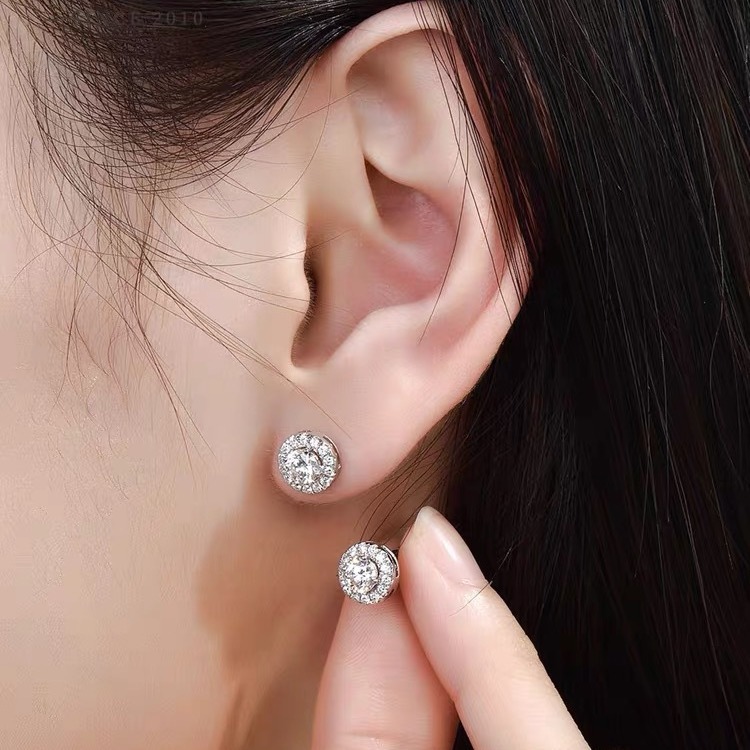 Choucong Ins Top Sell Stud Earrings Elegant Luxury Jewelry 925 Sterling Silver Round Cut White Lab Moissanite Diamond Party Lady Women Wedding Earring
