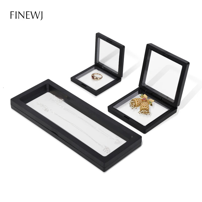 PE Film Jewelry Storage Box 3D Packaging Case Gemstone Free Stand Floating Frame Membrane Ring Earrings Necklace Display Holder 241225