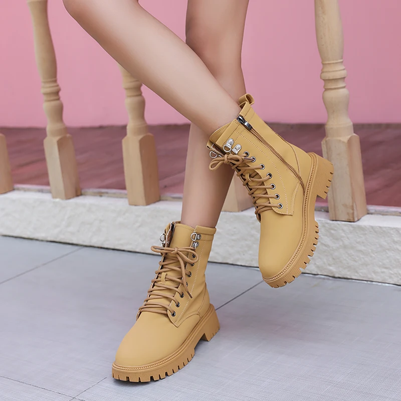 AIYUQI Women's Winter Boots Genuine Leather Women's Biker Boots Large Size Natural Wool Snow Boots Ladies
