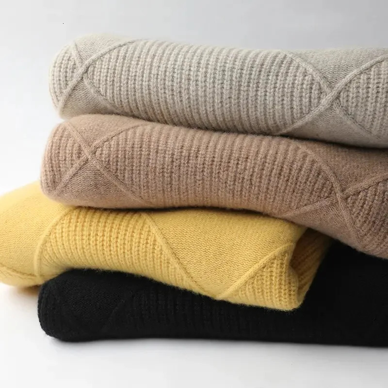 Autumn and Winter Womens Pullover Sweater Thickened Warmth Fashion Knitted Wool High Collar DF4845 241227