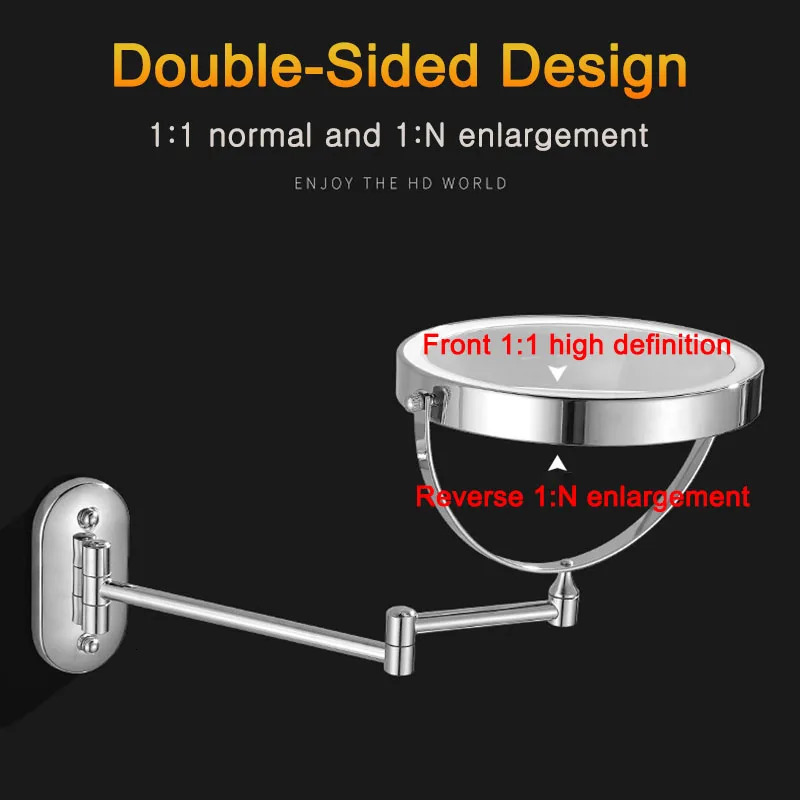 Wall Folding Makeup HD Mirror Double Side Fill Light Magnifying USB Charging Led Tricolor Dimming Bathroom Cosmetic Mirrors 250103
