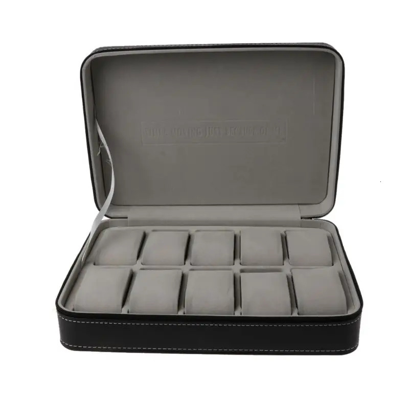 Portable watch box organizer PU leather box with zipper classic style 10 mesh multifunctional bracelet display box 250102