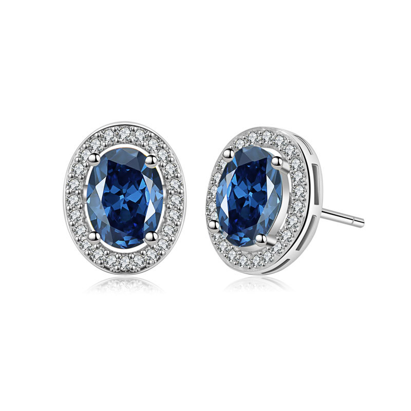 Choucong Ins Top Sell Stud Earrings Luxury Jewelry 925 Sterling Silver Oval Cut Multi Color 5A Cubic Zircon CZ Diamond Gemstones Gorgeous Women Weddin