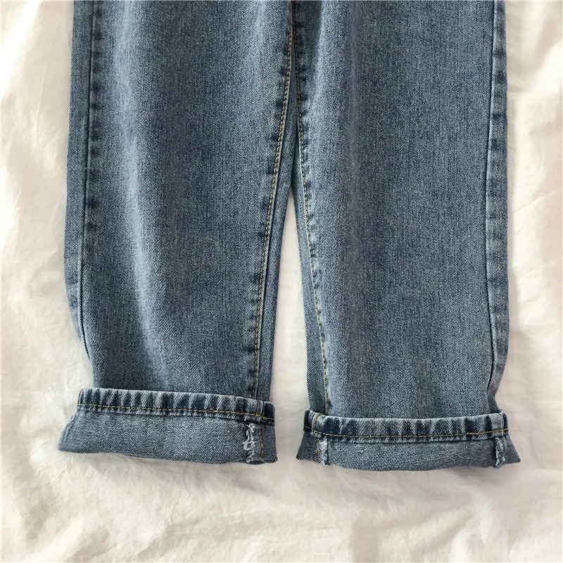 Women Denim Jumpsuits Vintage Blue Adjustable Straps Loose Straight Overalls Spring Autumn Female Casual Jeans 241230