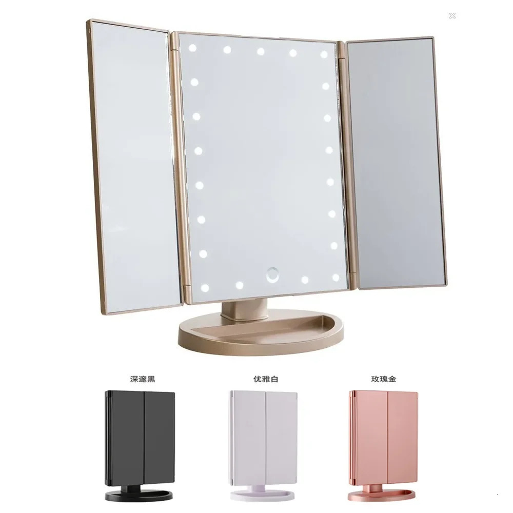 Led Vanity Mirror with Light Portable 10X Magnifying Desktop Three Side Folding Vanity Mirror 250103