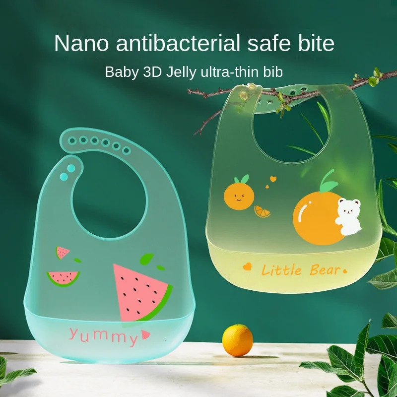 Baby Bib Waterproof Silicone Childrens Eating Bib Baby Rice Pocket Female Supplementary Food Rice Pocket Baby Saliva Bib 250103
