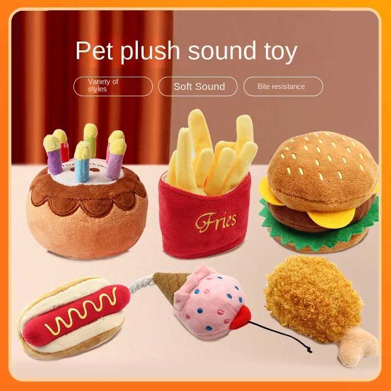 Others Dog Toys Chews Plush dog toys squeeze dog accessories pet Perros toys soft squeeze sound teeth chewing bite resistant ice cream french fries bu