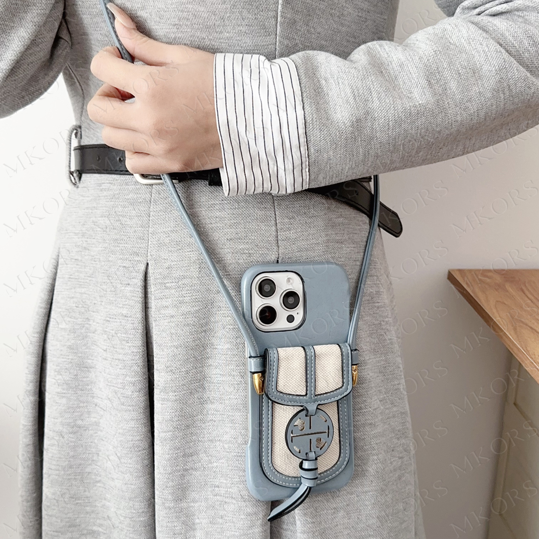 Classic Dsignr T-B Phon Cas for iPhon 16 15 Plus 14 13 12 11 Pro Max Lathr Card Slot Pockt Holdr Storag Shouldr Nck Strap Covr Ladis Girls