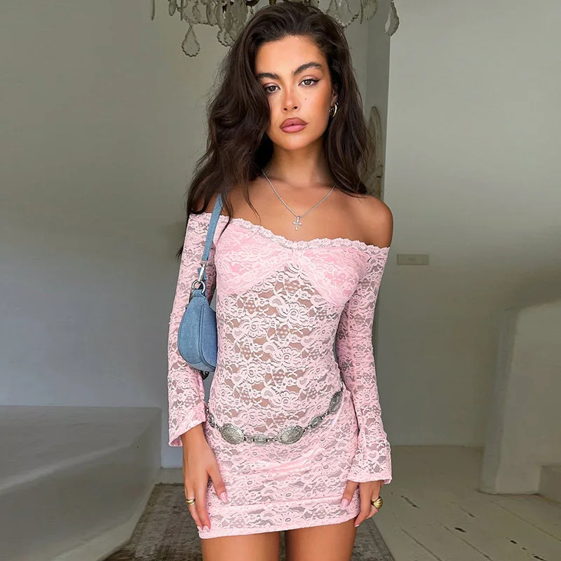 Avrilyaan Lace Perspective Sexy Dres 2024 Bodycon Mini Spring Summer Dress Backless Nightclub Party Dresses Vestidos 250103