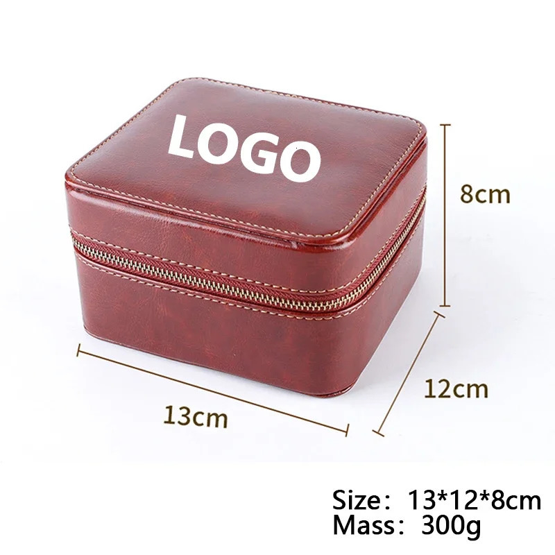 PU portable flip Buckskin velvet zipper watch box 2 slots large watch pillow jewelry display gift storage box customization 250102