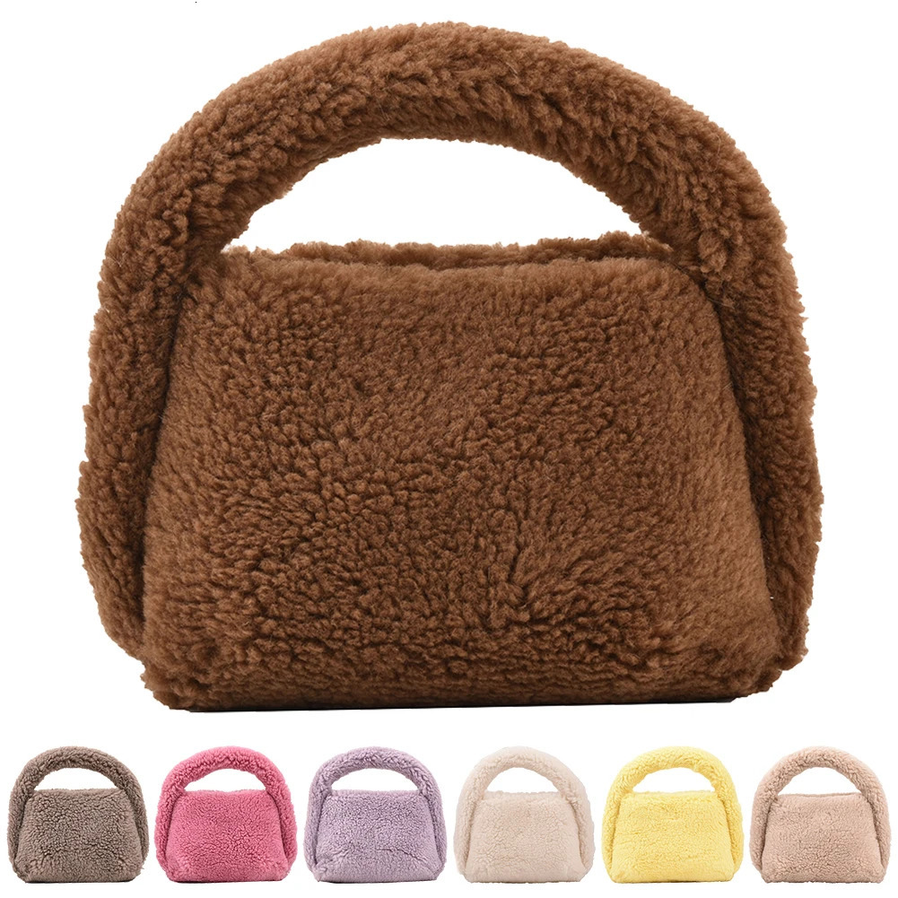 Women Plush Tote Handbag Fashion Furry Satchel Bag Casual Fuzzy Top Handle Versatile Soft 241226