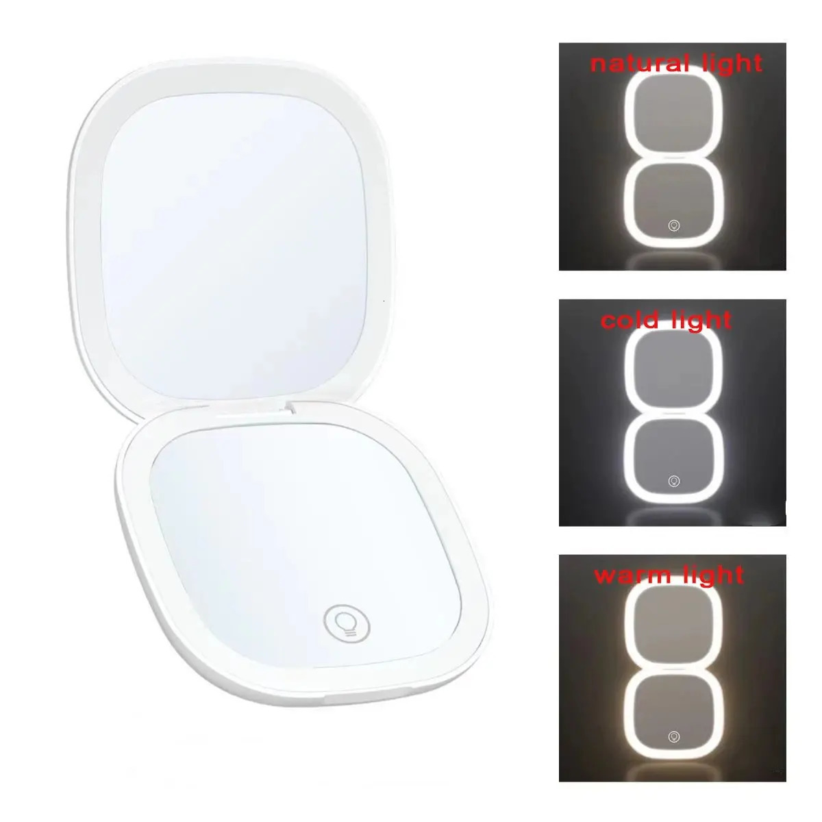 Mini Portable 5X 10X Magnifying Folding Makeup Mirror Led Lights Compact Pocket Travel Aesthetic Vanity Mirrors Make Up Tools 250103