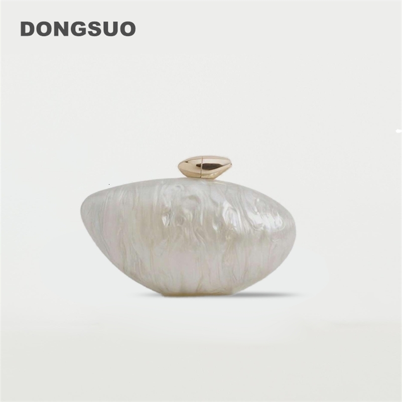 Acrylic egg shape clutch bag women er evening party cute purse rose shell handbag High Quality 250103